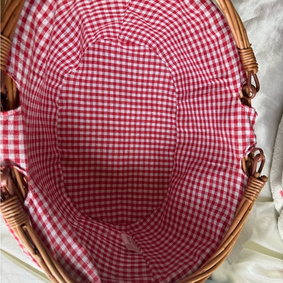 Red Gingham Woven Basket Bag - Picture 3 of 3